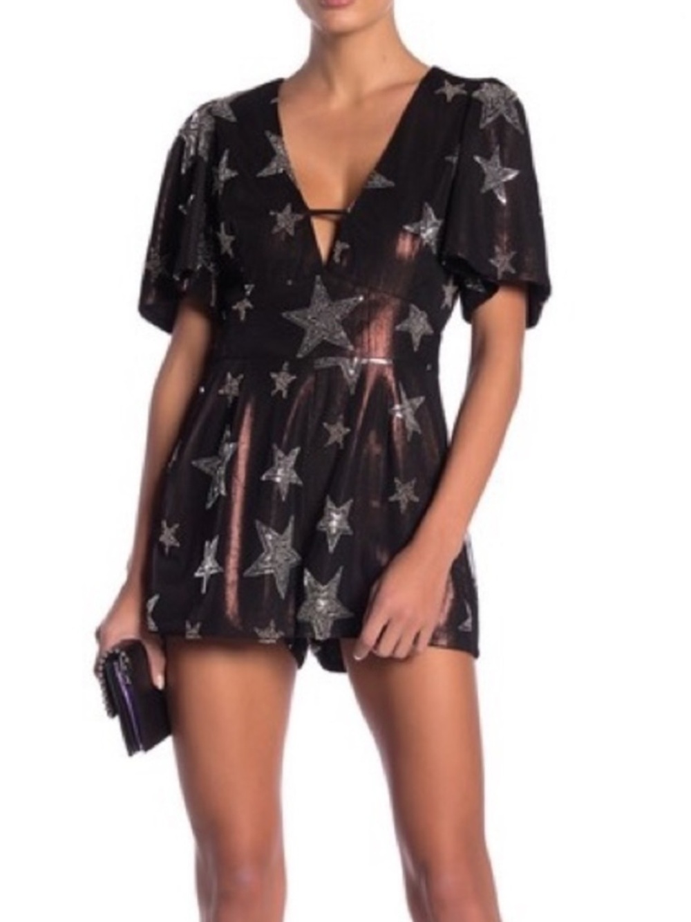 Adelyn Rae Jada Sequin Star Romper XS